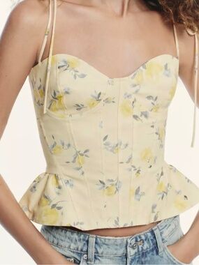 Zara cotton corset top with sweetheart neck adjustable straps tie back zipper